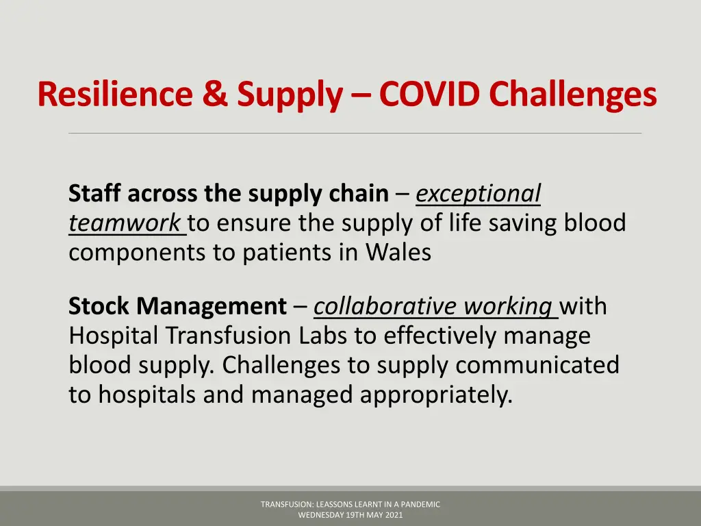 resilience supply covid challenges