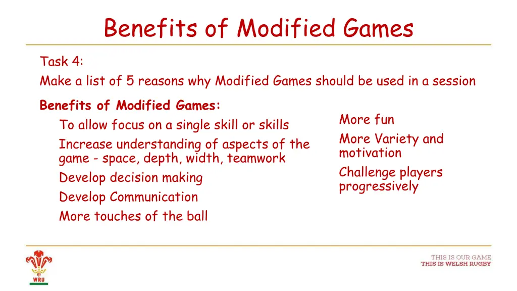 benefits of modified games