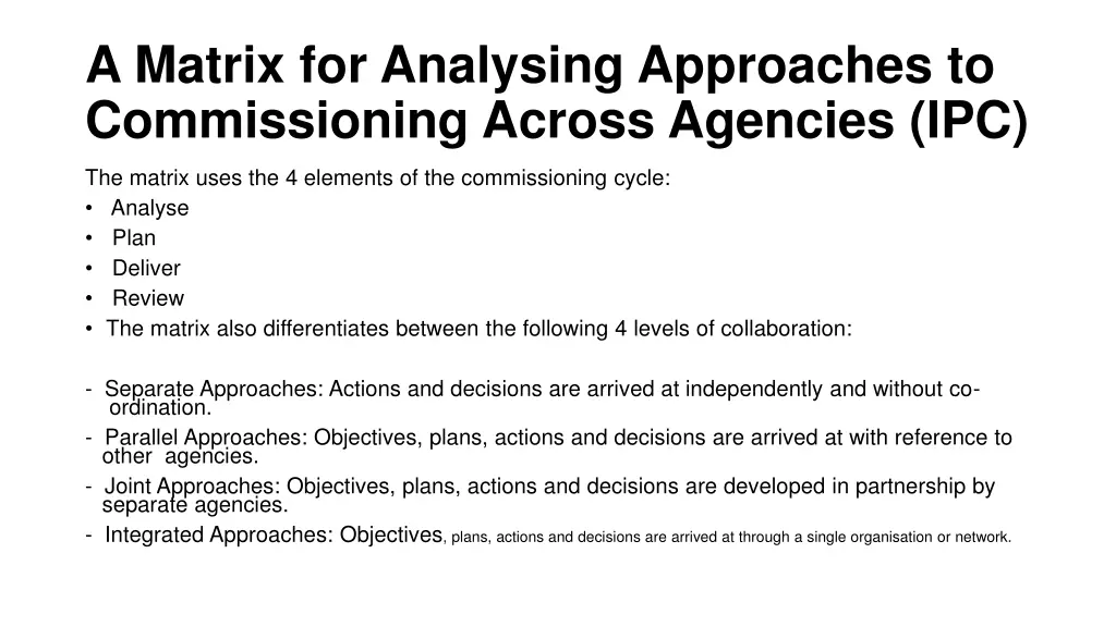 a matrix for analysing approaches