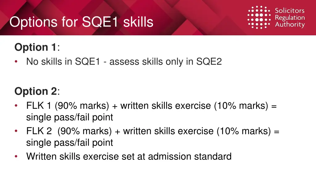 options for sqe1 skills