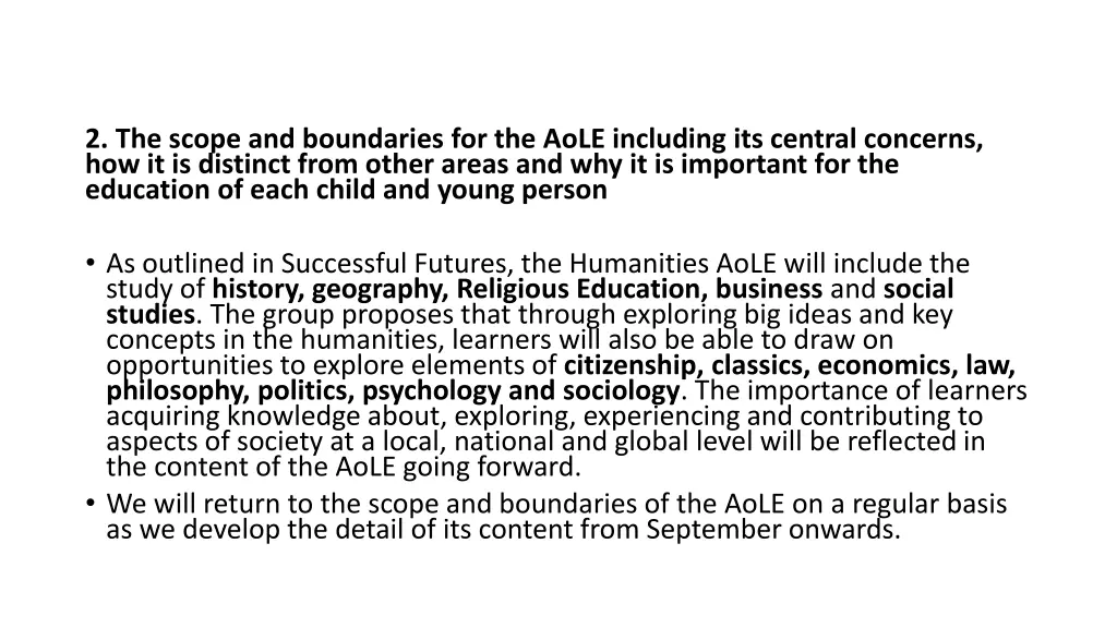 2 the scope and boundaries for the aole including