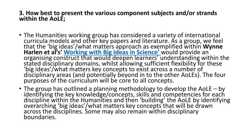 3 how best to present the various component