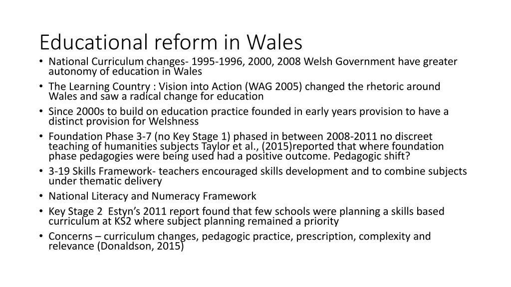 educational reform in wales national curriculum