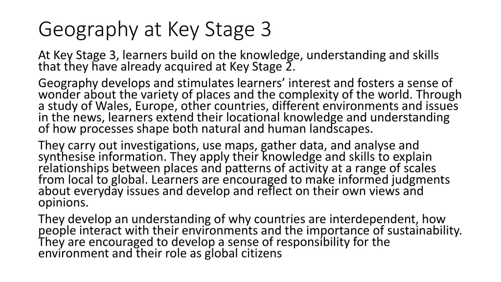 geography at key stage 3