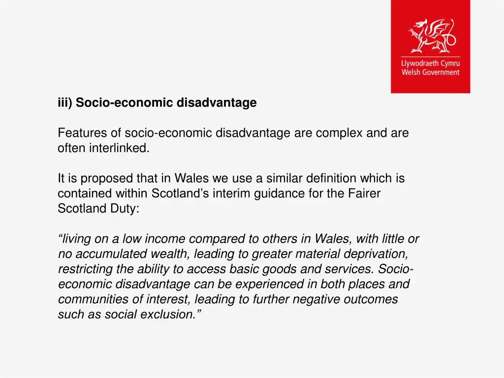 iii socio economic disadvantage