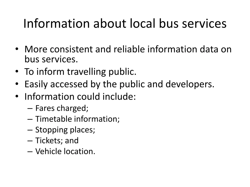 information about local bus services