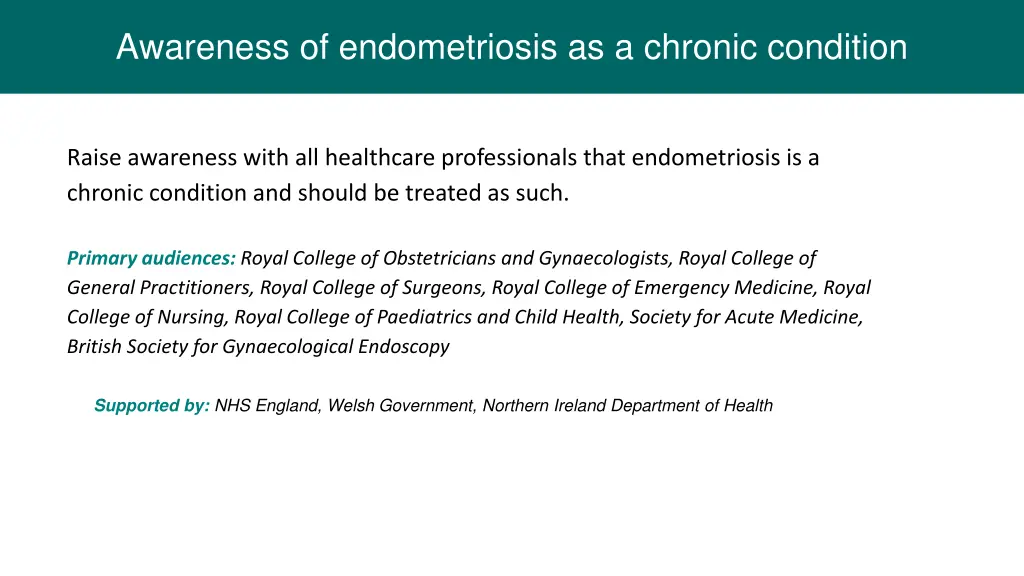 awareness of endometriosis as a chronic condition