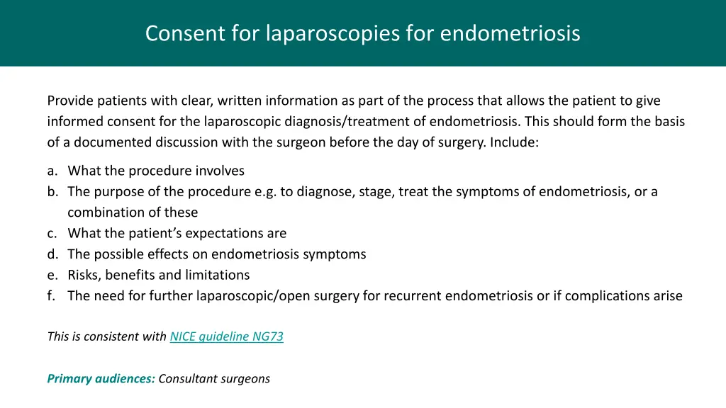 consent for laparoscopies for endometriosis