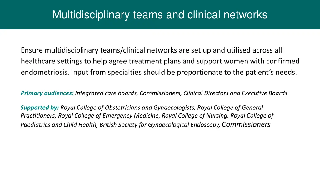 multidisciplinary teams and clinical networks