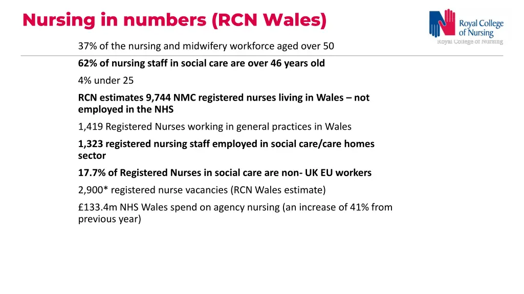 nursing in numbers rcn wales