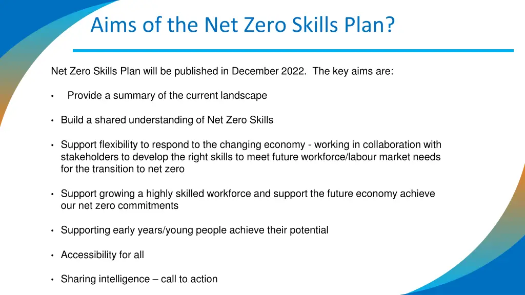 aims of the net zero skills plan