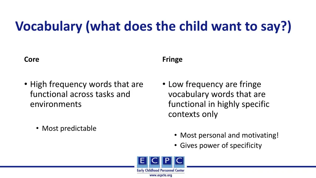 vocabulary what does the child want to say