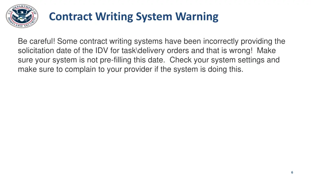 contract writing system warning