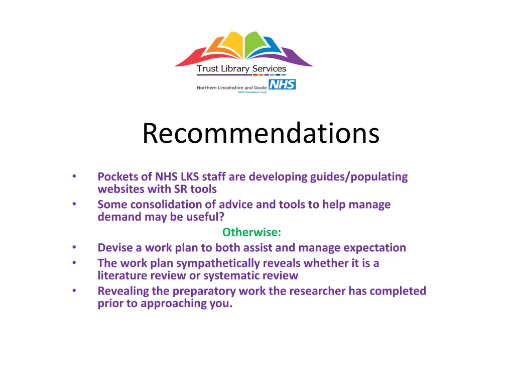 recommendations