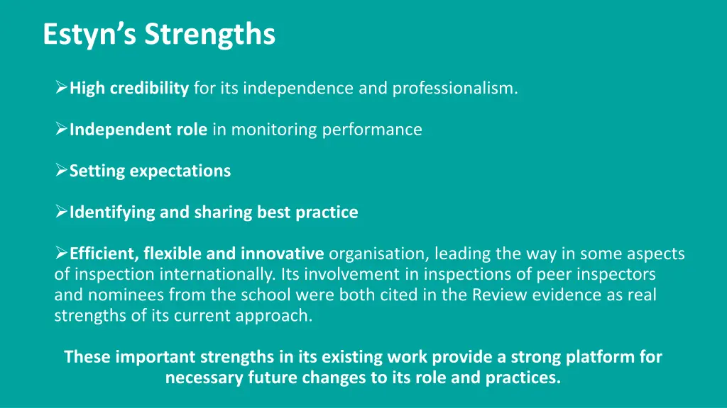 estyn s strengths