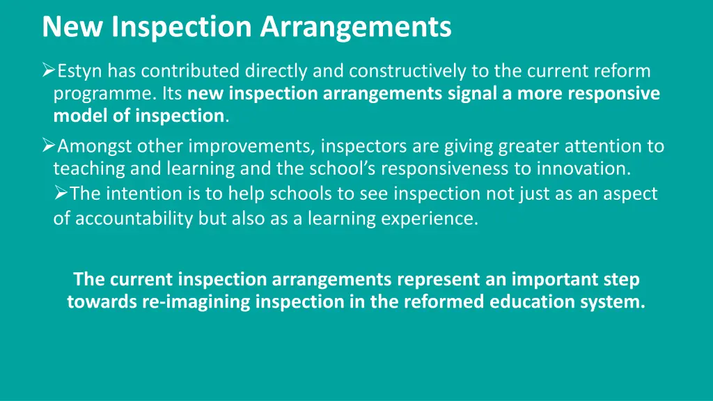 new inspection arrangements