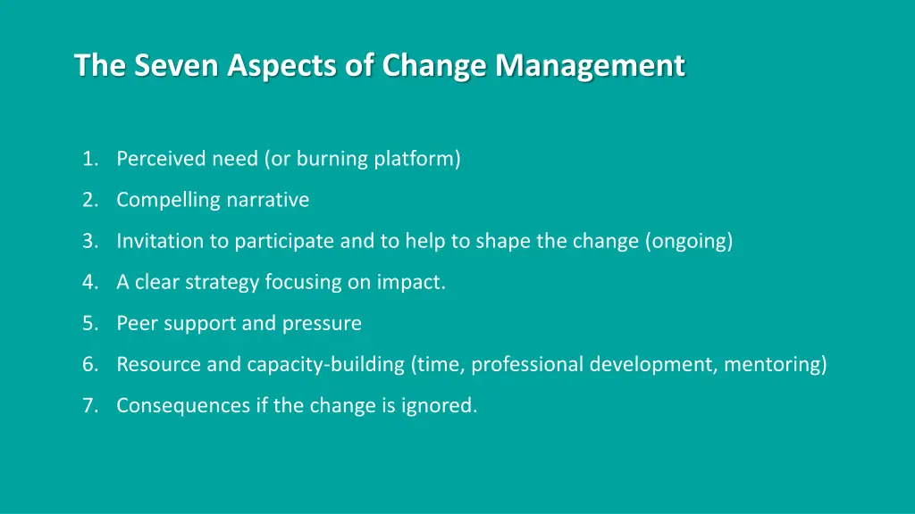 the seven aspects of change management