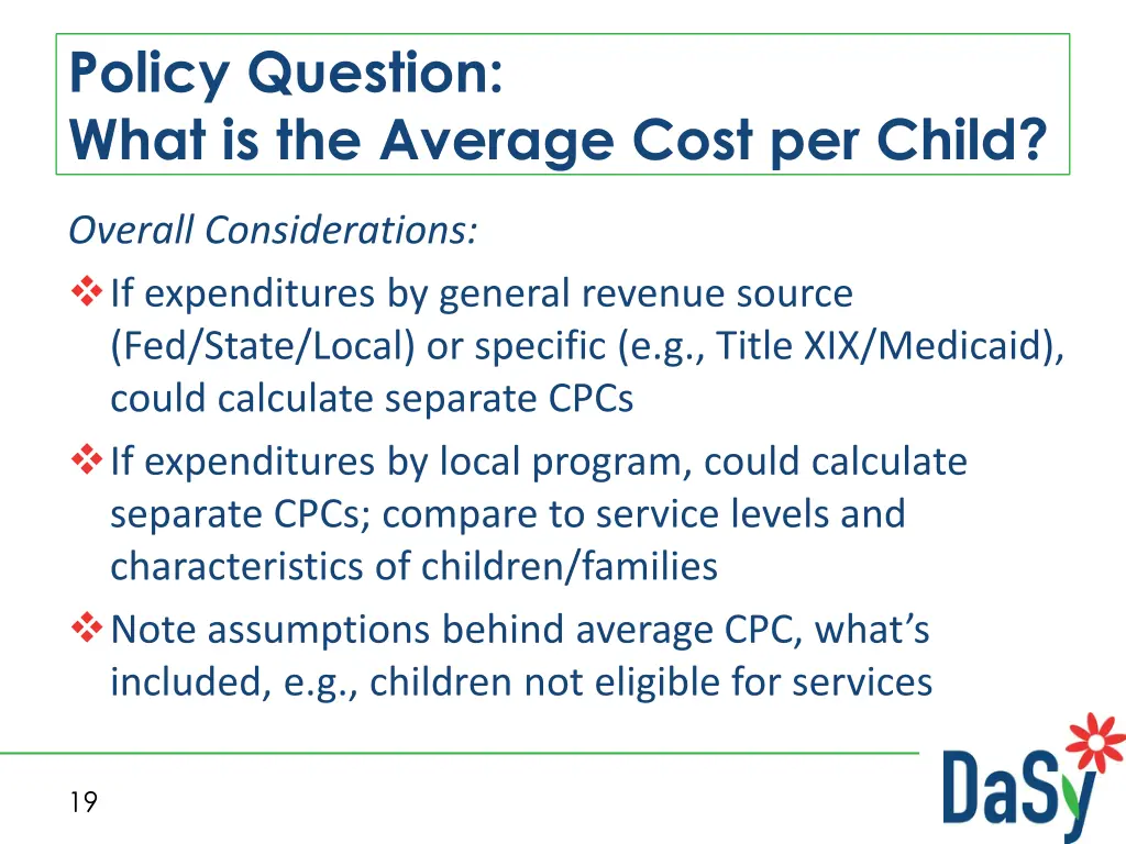 policy question what is the average cost per child 5