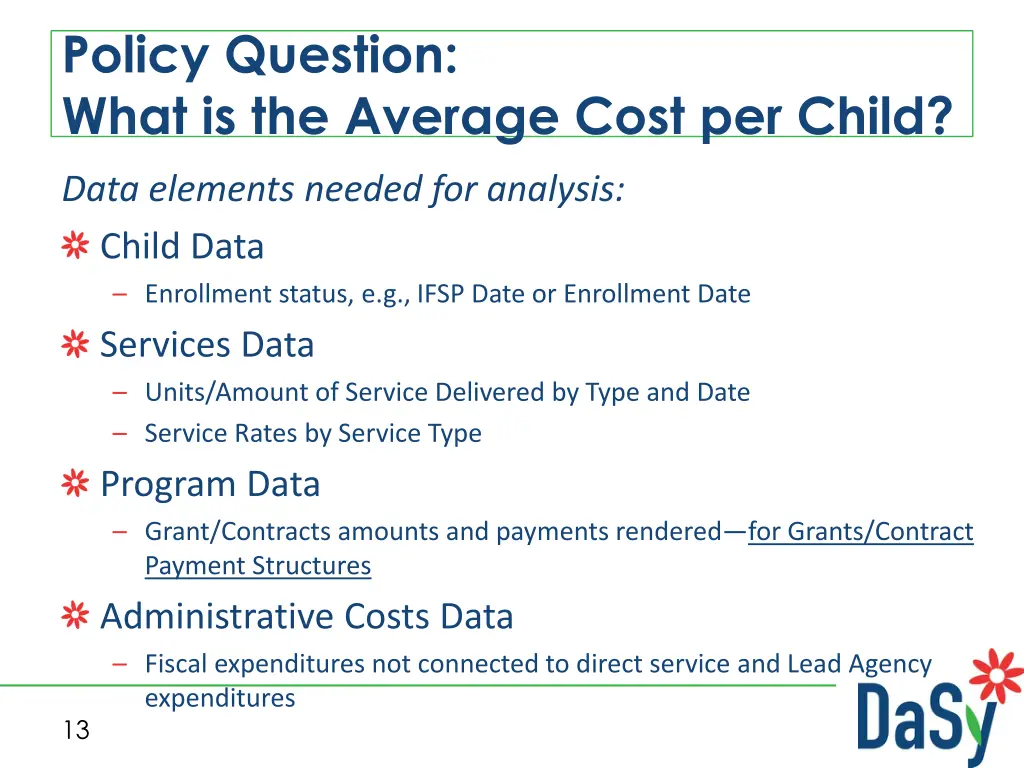 policy question what is the average cost per child