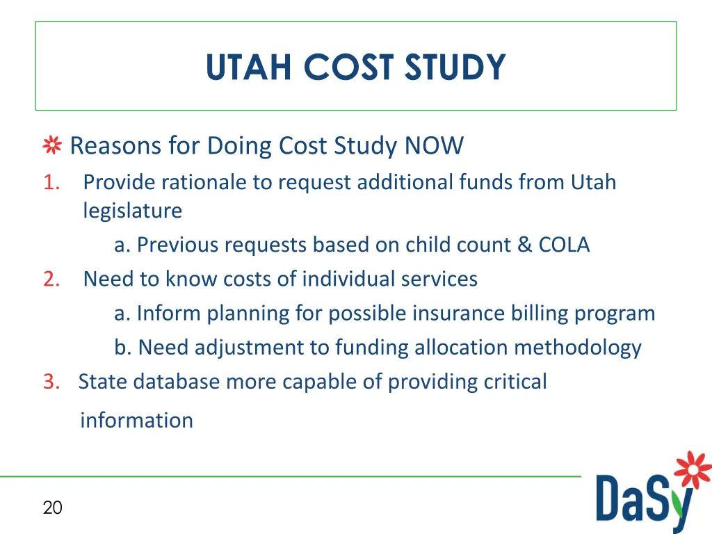 utah cost study