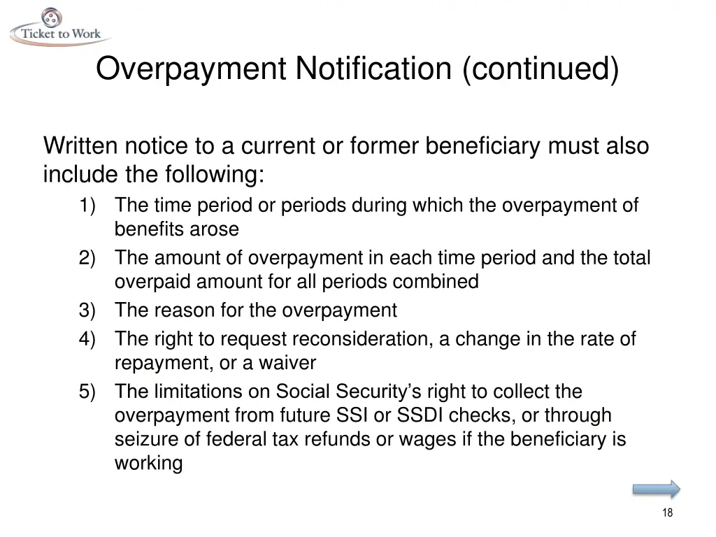 overpayment notification continued