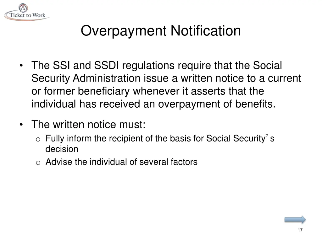 overpayment notification