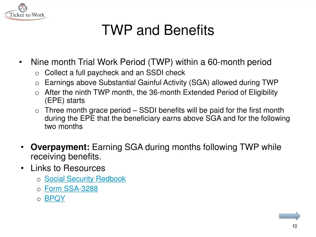 twp and benefits