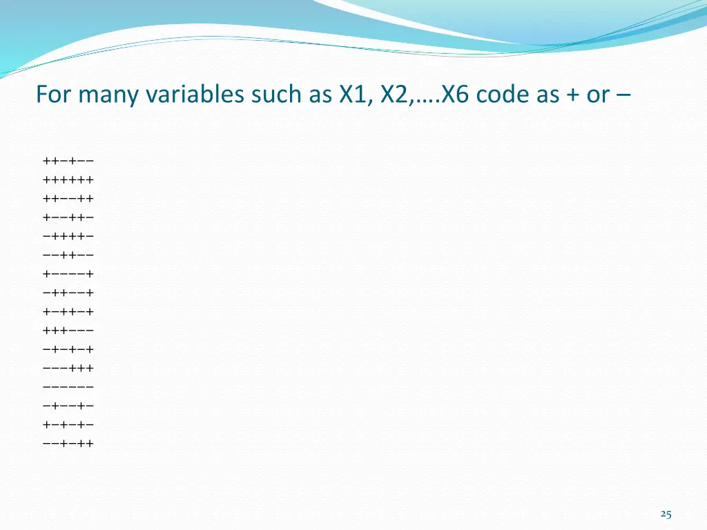 for many variables such as x1 x2 x6 code as or