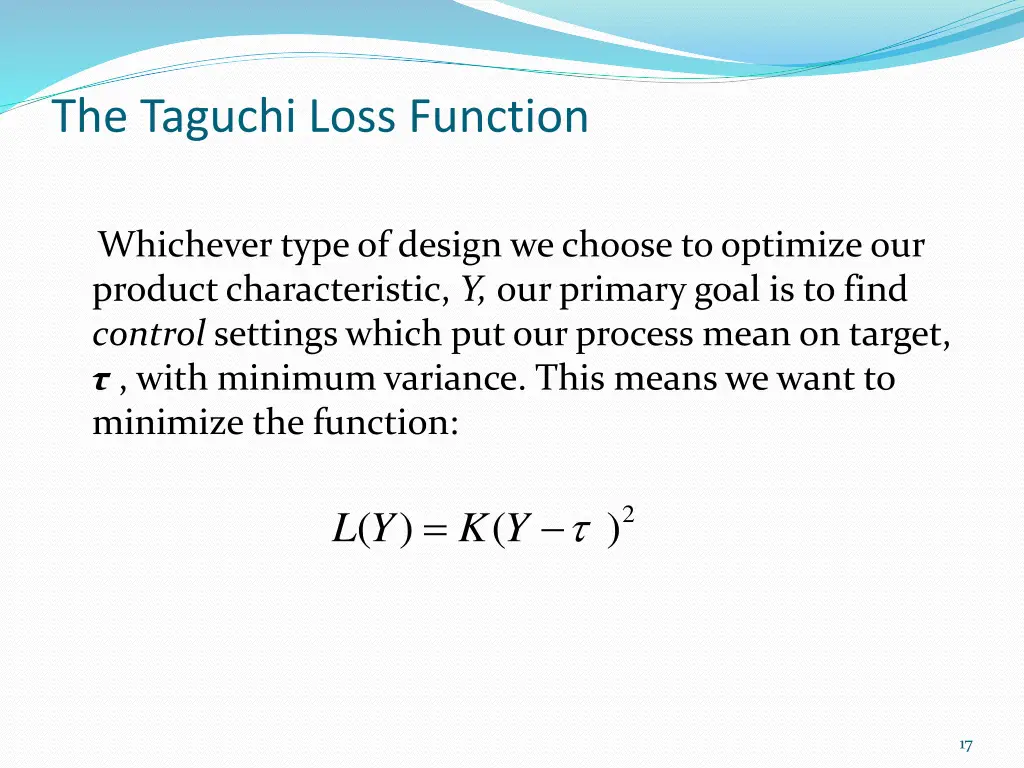 the taguchi loss function