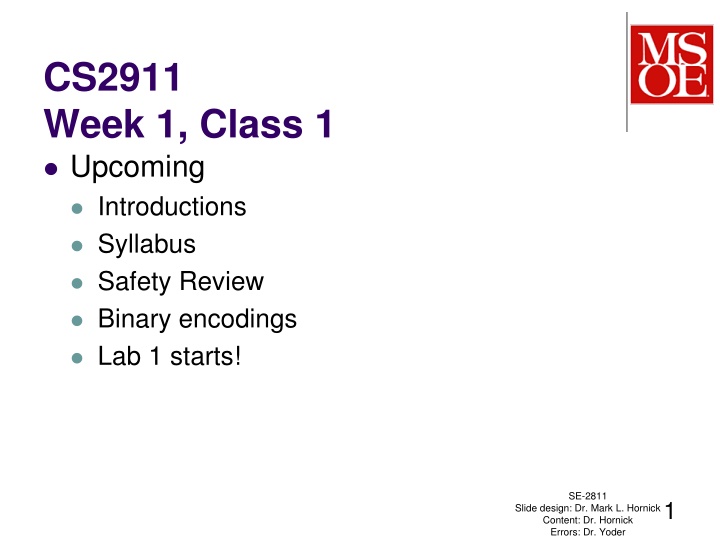 cs2911 week 1 class 1 upcoming introductions