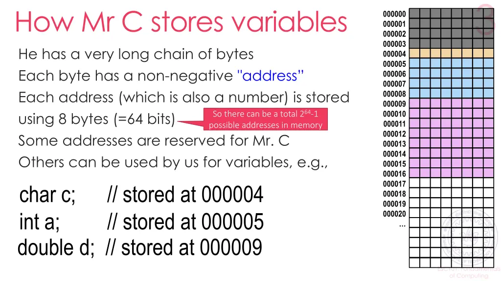 how mr c stores variables he has a very long