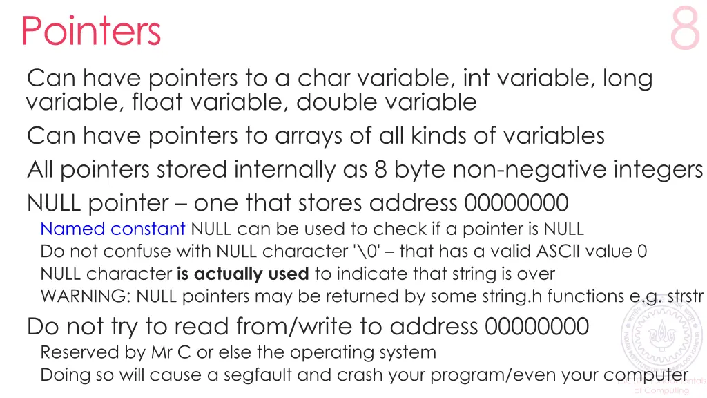 pointers can have pointers to a char variable