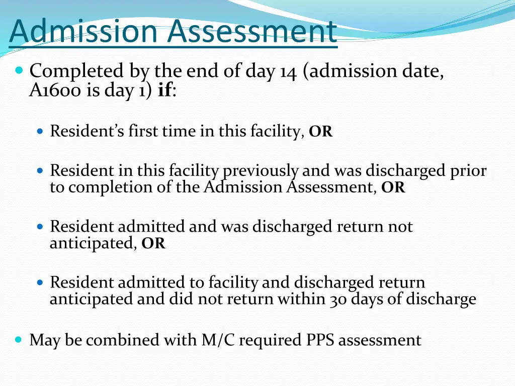 admission assessment