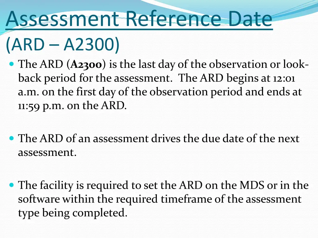 assessment reference date ard a2300 the ard a2300