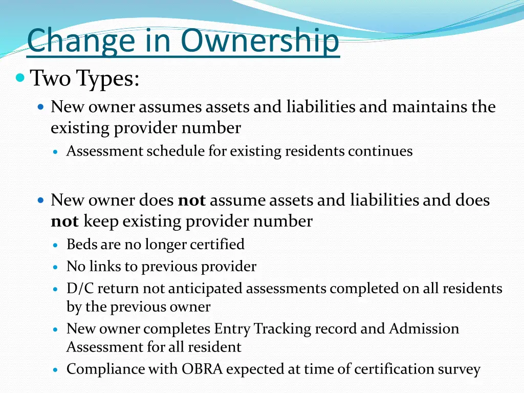 change in ownership two types