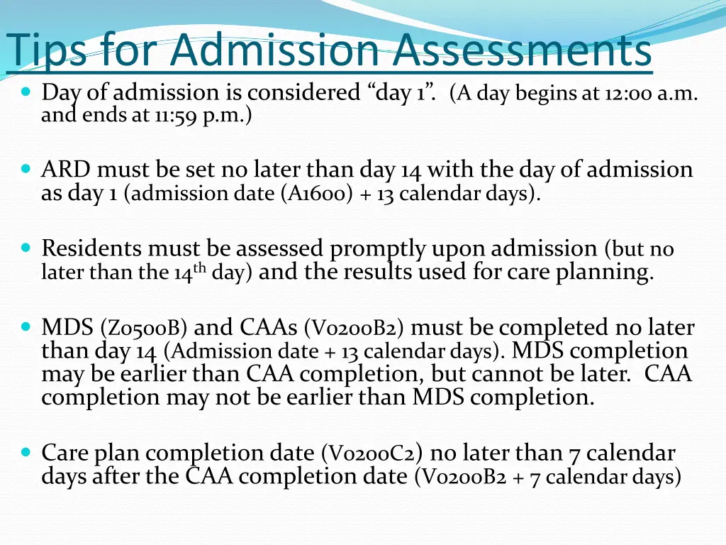 tips for admission assessments day of admission