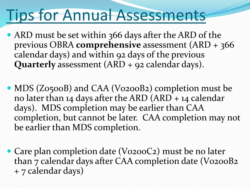 tips for annual assessments