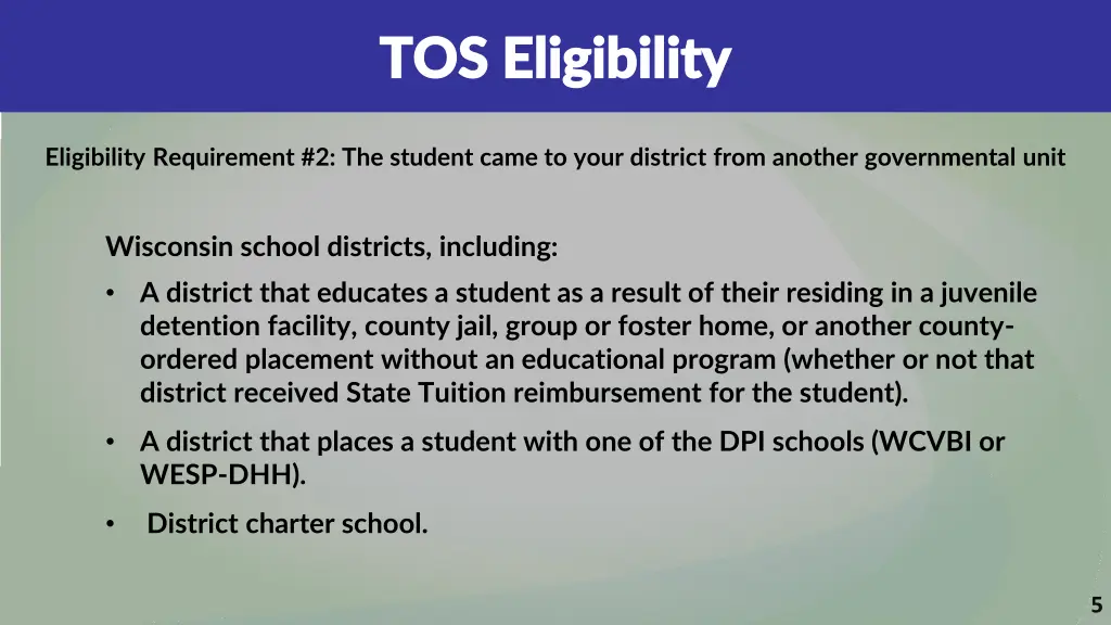 tos eligibility tos eligibility 1