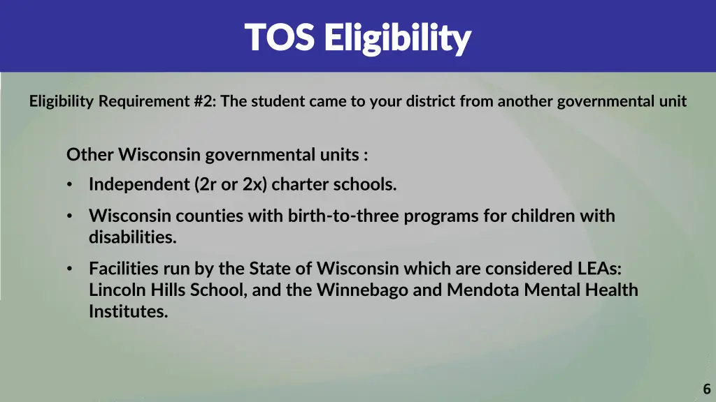 tos eligibility tos eligibility 2