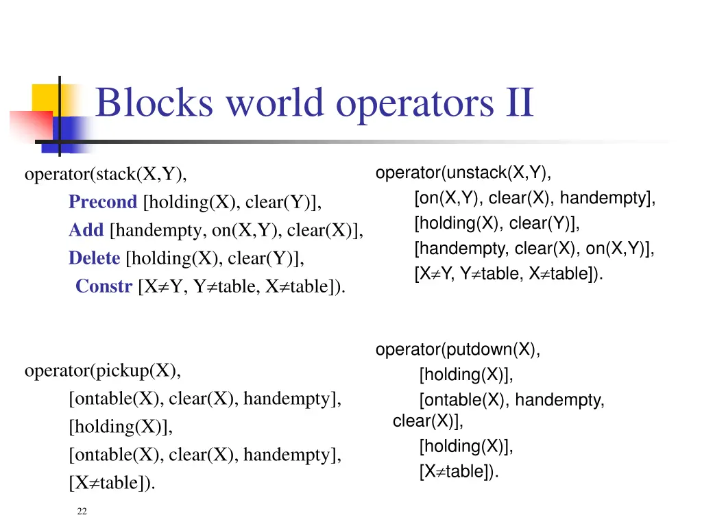 blocks world operators ii