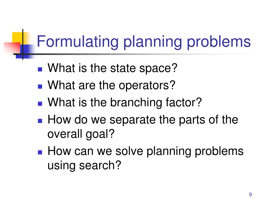 formulating planning problems