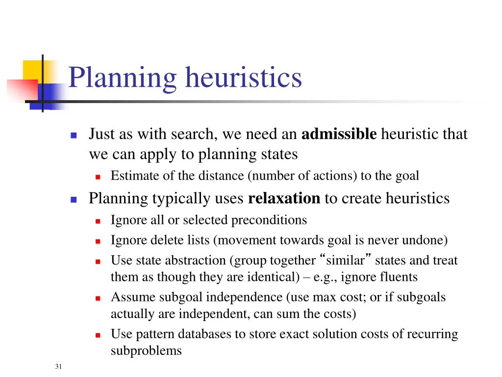 planning heuristics