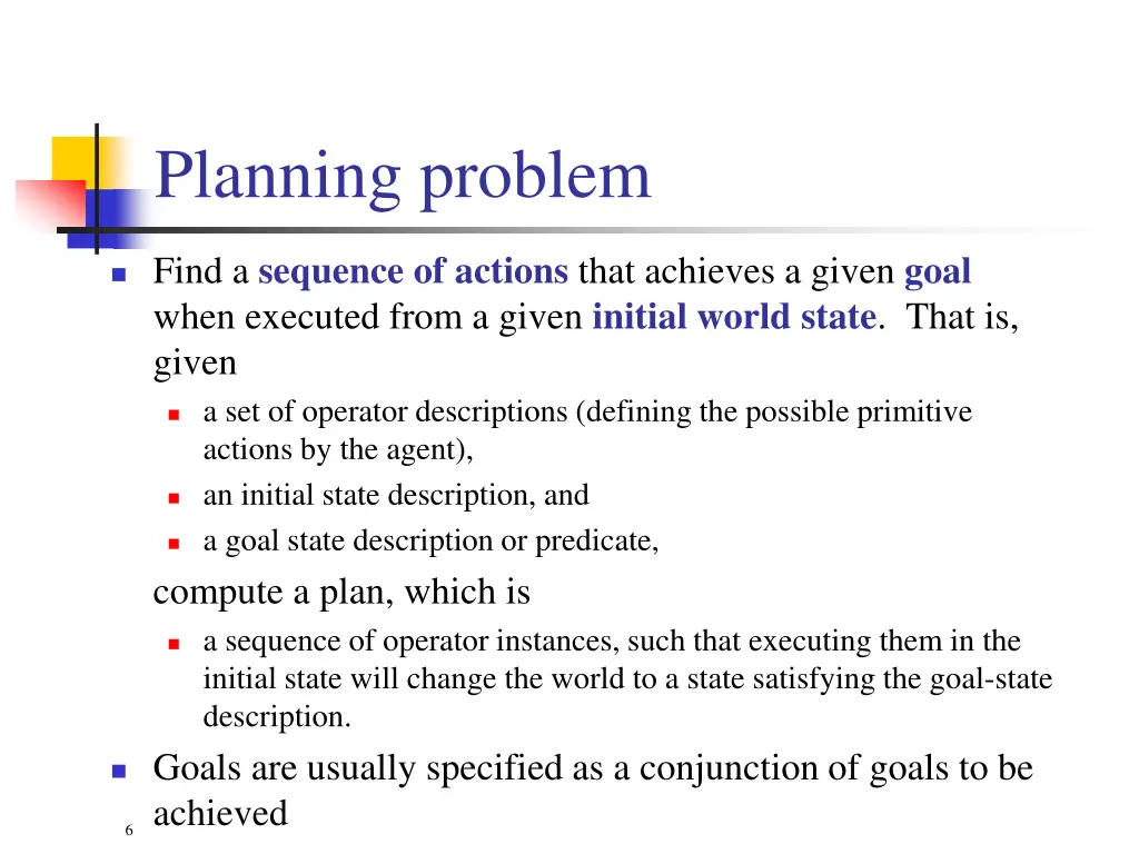 planning problem