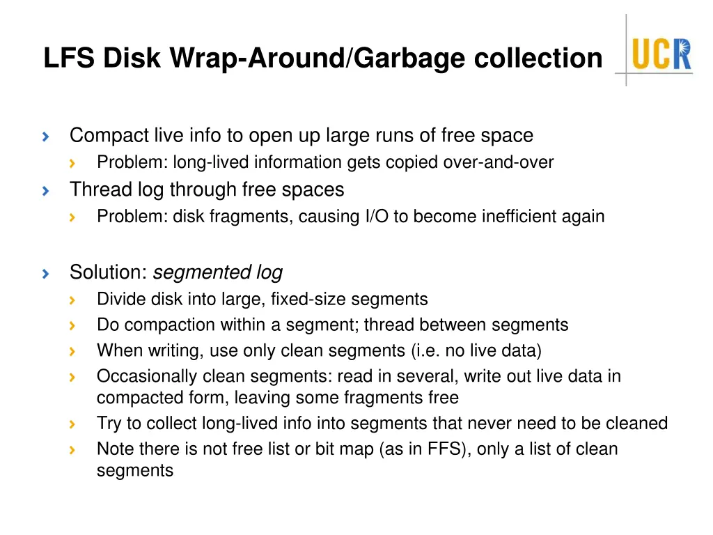 lfs disk wrap around garbage collection