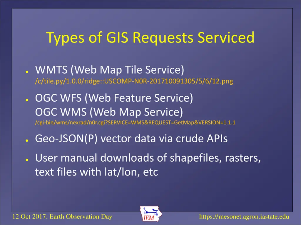 types of gis requests serviced