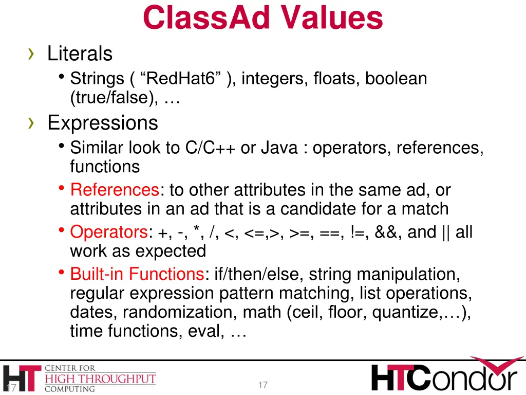 classad values