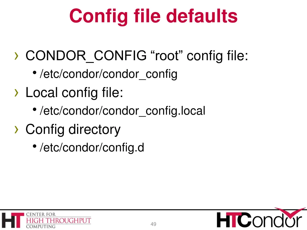 config file defaults