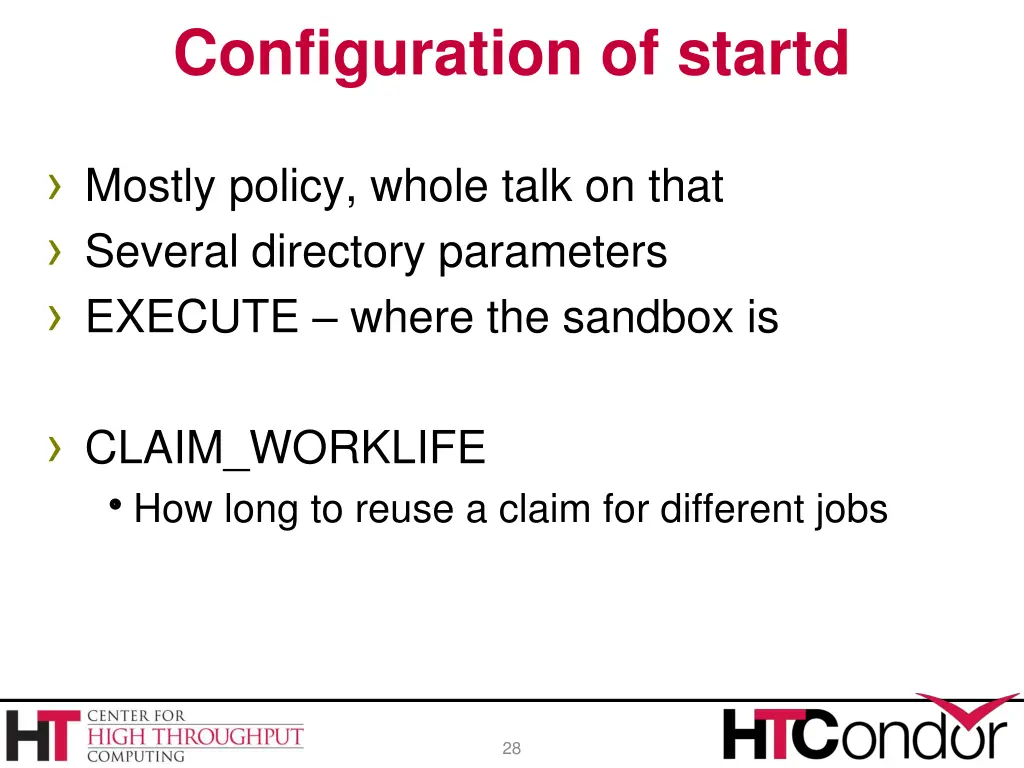 configuration of startd