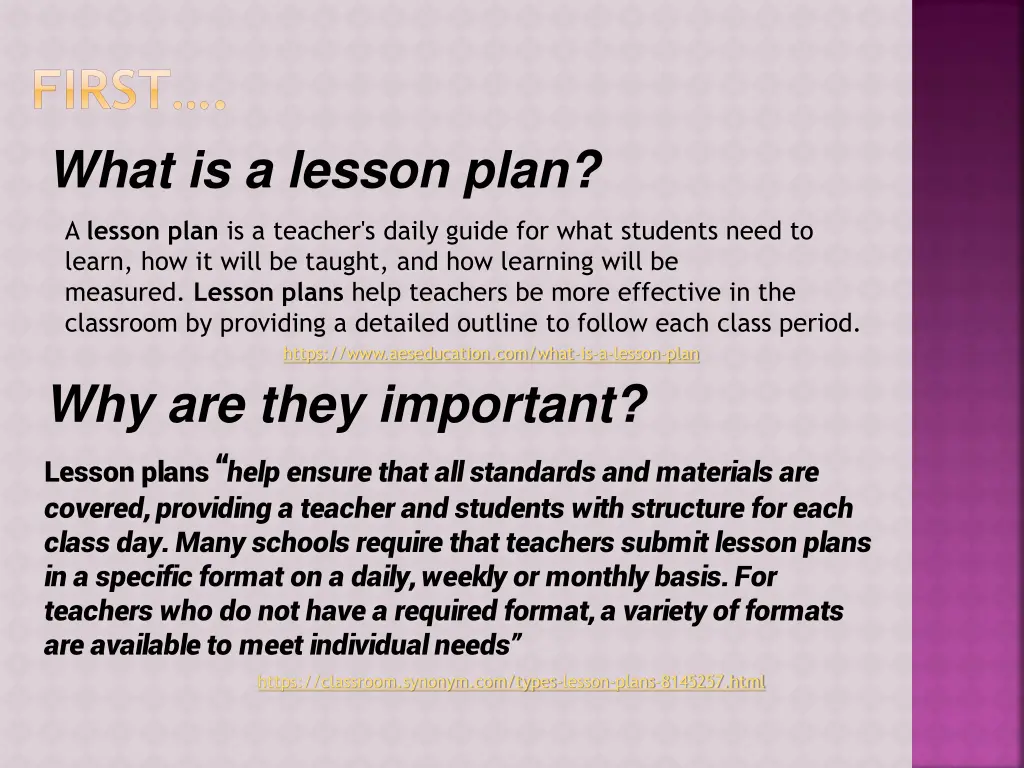 first what is a lesson plan