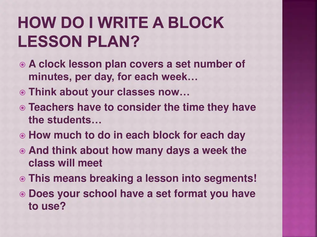 how do i write a block lesson plan